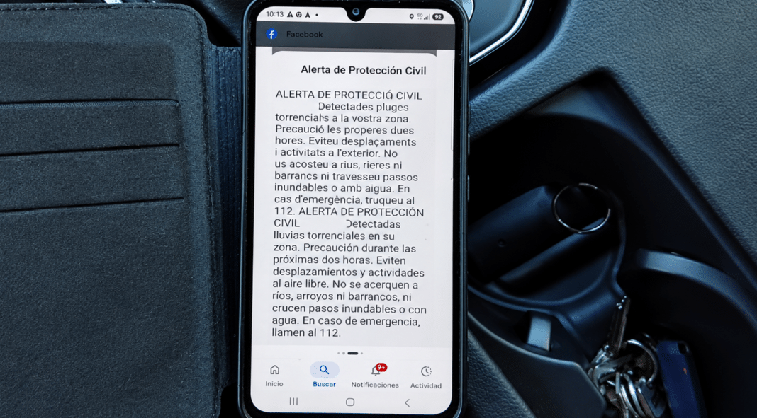 BPA Alerta de Protección Civil en el coche
